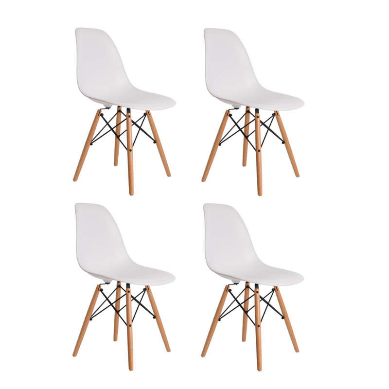 SMTE 4 Pieces of Nordic Style Modern White Chairs with keychain