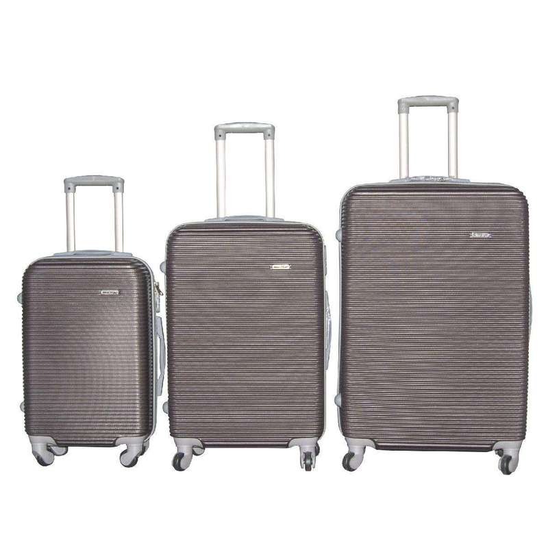 SMTE 3 Piece Hard Outer Shell Luggage Set - Brown with keychain
