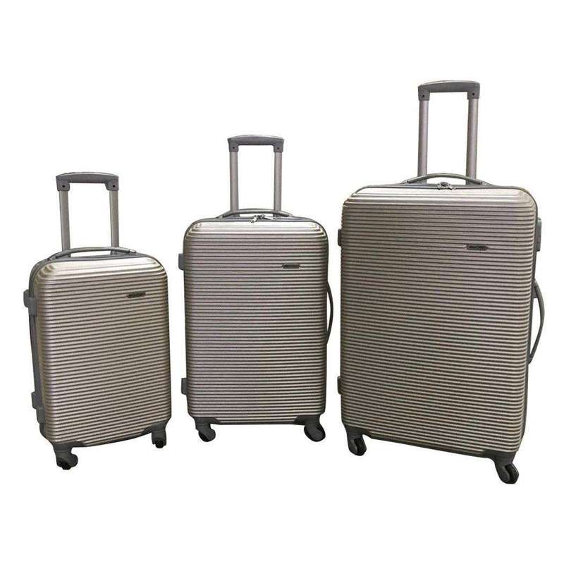 SMTE 3 Piece Hard Outer Shell Luggage Set - 31inch - Gold with keychain