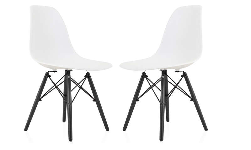 SMTE 2 x Stylish Black Wooden Leg Chairs with keychain