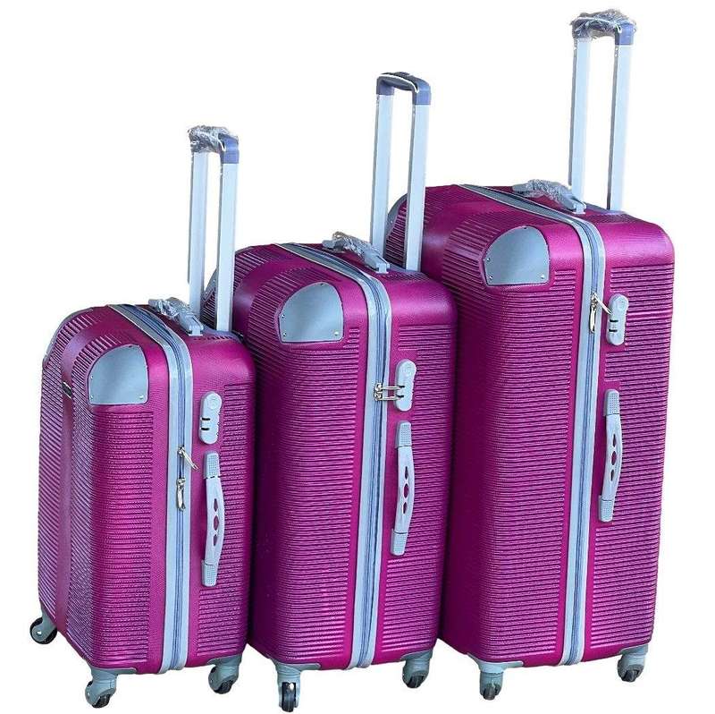 SMTE Le Emporer - 3 Piece Luggage Set-Light Weight Suitcase - Dark Pink with keychain