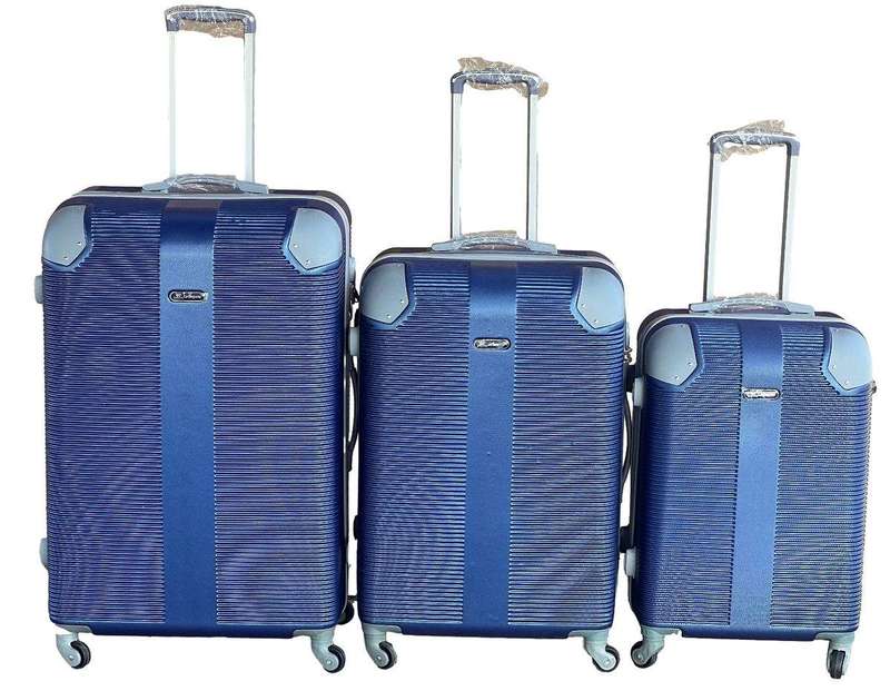 SMTE Le Emporer - 3 Piece Luggage Set-Light Weight Suitcase - Navy with keychain