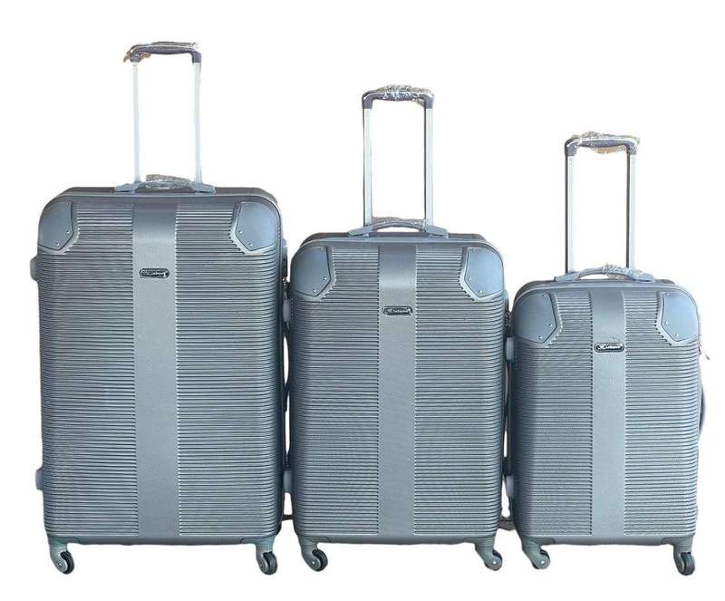 SMTE Le Emporer - 3 Piece Luggage Set-Light Weight Suitcase - Silver with keychain