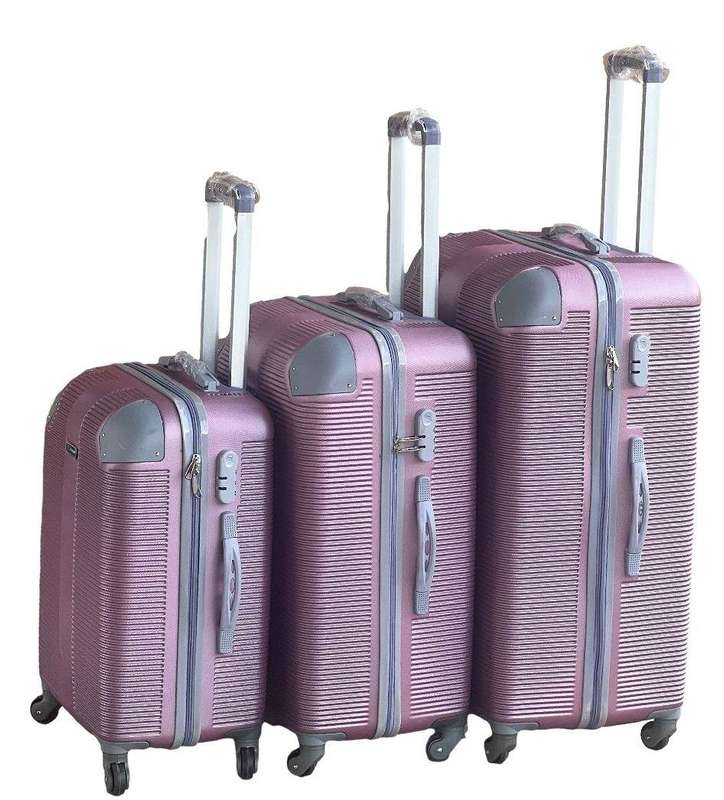 SMTE Le Emporer - 3 Piece Luggage Set-Light Weight Suitcase - Silver Pink with keychain