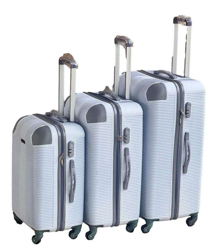 SMTE Le Emporer - 3 Piece Luggage Set-Light Weight Suitcase - Snow White with keychain