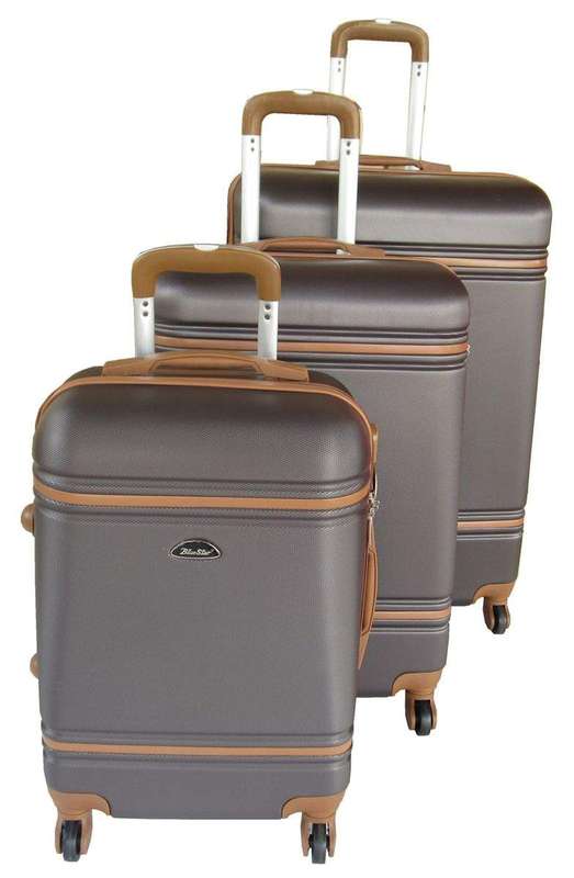 SMTE 3 Piece Nexco Travel Luggage Bag Set - Brown with keychain