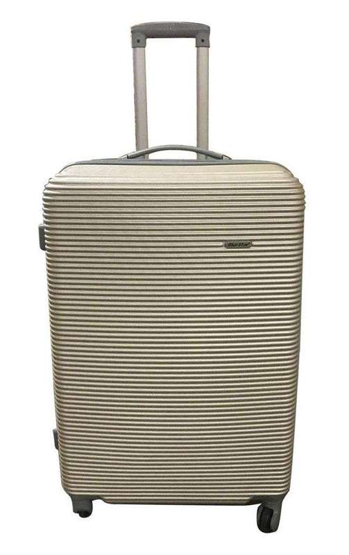SMTE- Quality 1 Piece Hard Outer Shell Luggage Quad Wheel 73 cm - A-1 - Gold with keychain