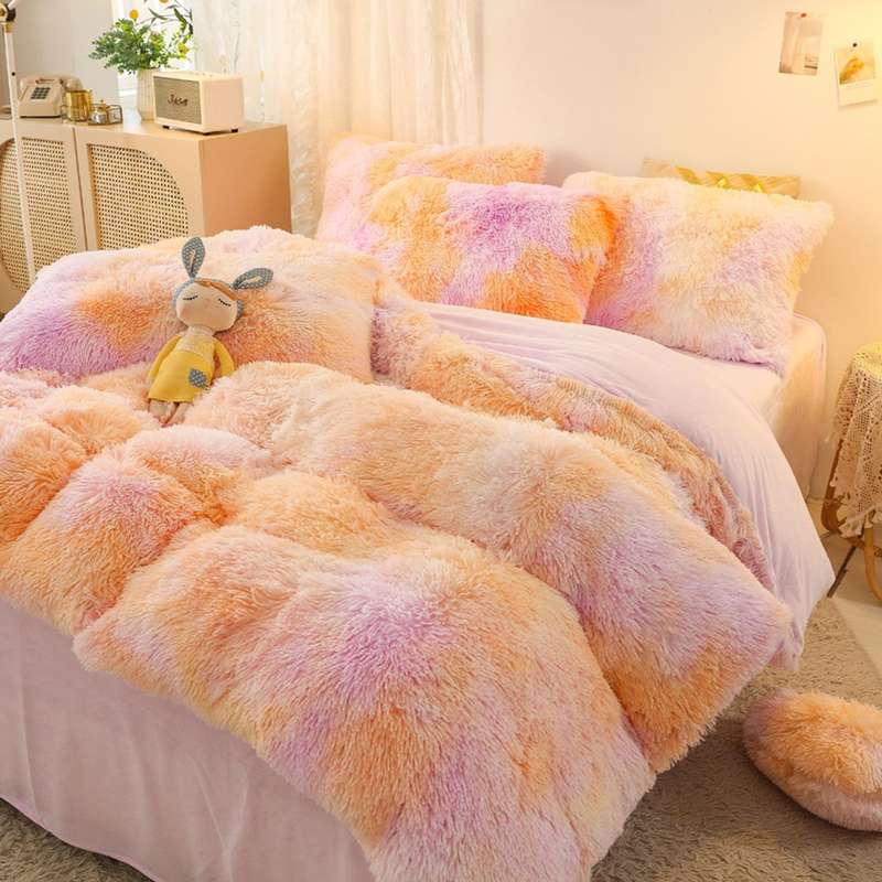 SMTE Fluffy Comforter Wooled - Peach Ombre with keychain