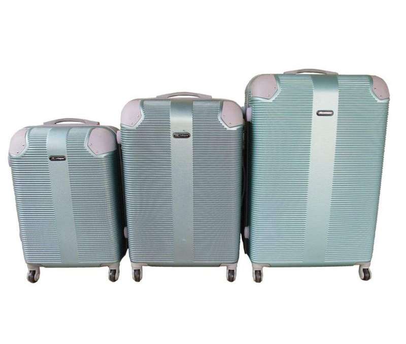 SMTE Expert Travel Ware - 3 Piece Luggage Set - Green with keychain