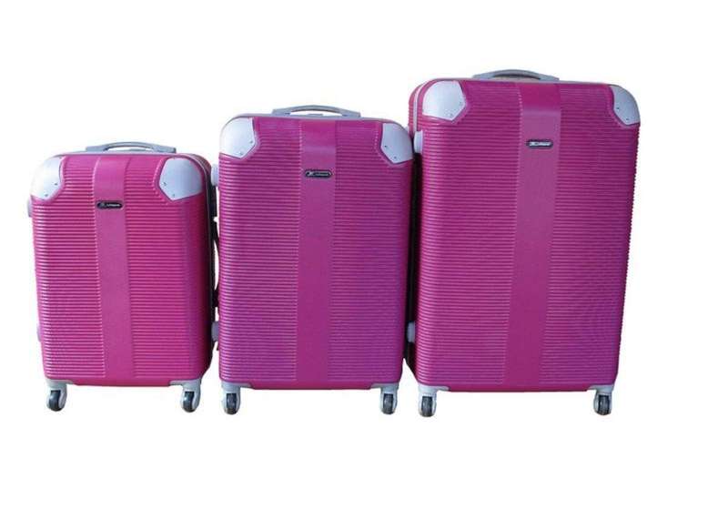 SMTE Expert Travel Ware - 3 Piece Luggage Set - Hot Pink with keychain
