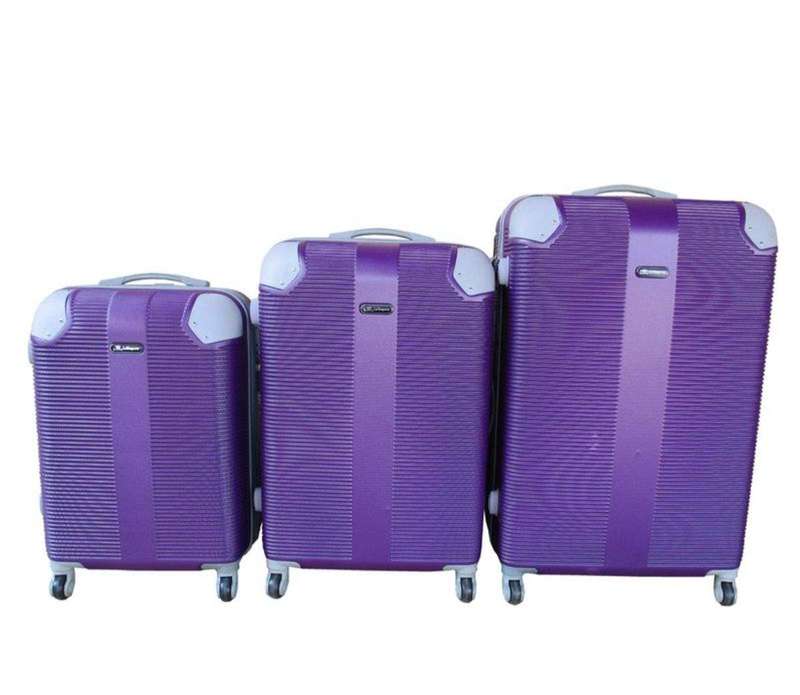 SMTE Expert Travel Ware - 3 Piece Luggage Set - Purple with keychain