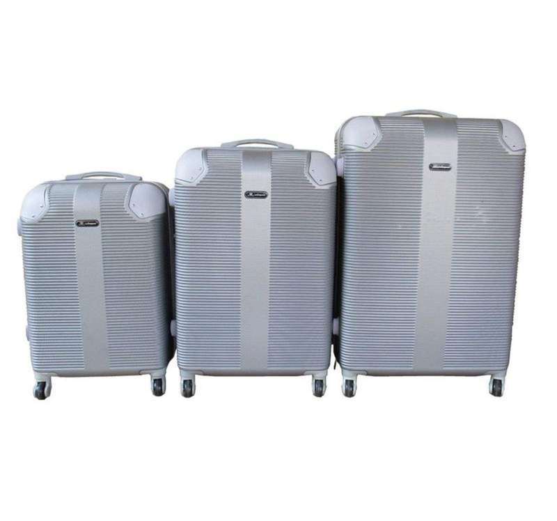 SMTE Expert Travel Ware - 3 Piece Luggage Set - Silver with keychain