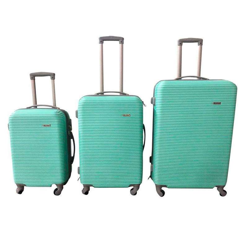 SMTE 3 Piece Hard Outer Shell Luggage Set - 31inch - Apple Green with keychain