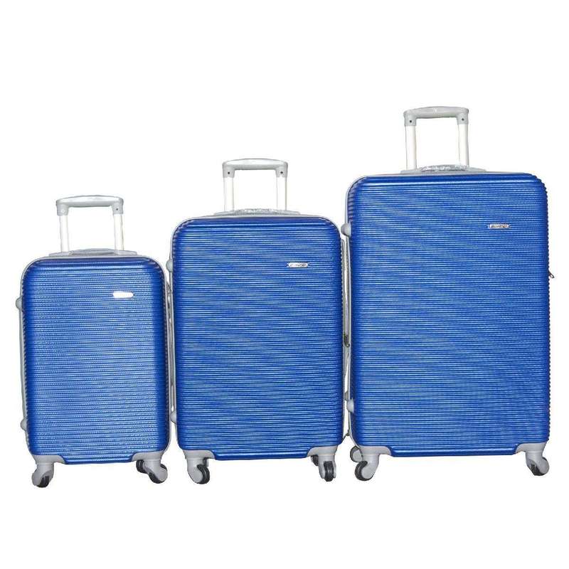 SMTE 3 Piece Hard Outer Shell Luggage Set - 31inch - Blue with keychain