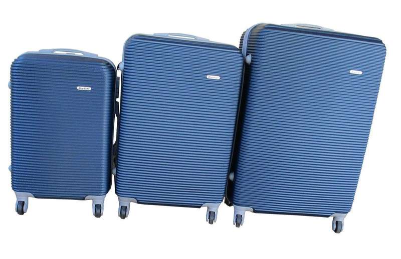 SMTE 3 Piece Hard Outer Shell Luggage Set - 31inch - Dark Blue with keychain