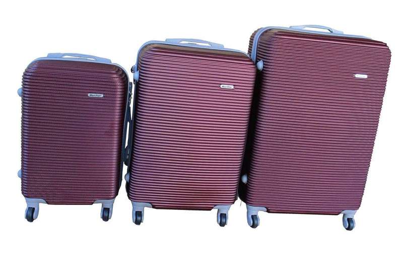 SMTE 3 Piece Hard Outer Shell Luggage Set - 31inch - Dark Red with keychain