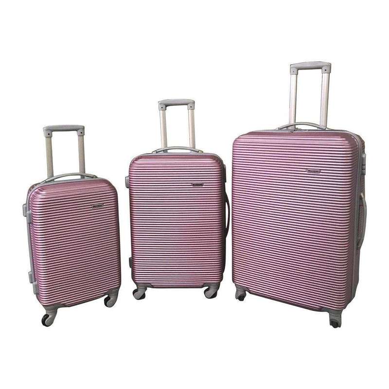 SMTE 3 Piece Hard Outer Shell Luggage Set - 31inch - Pink with keychain