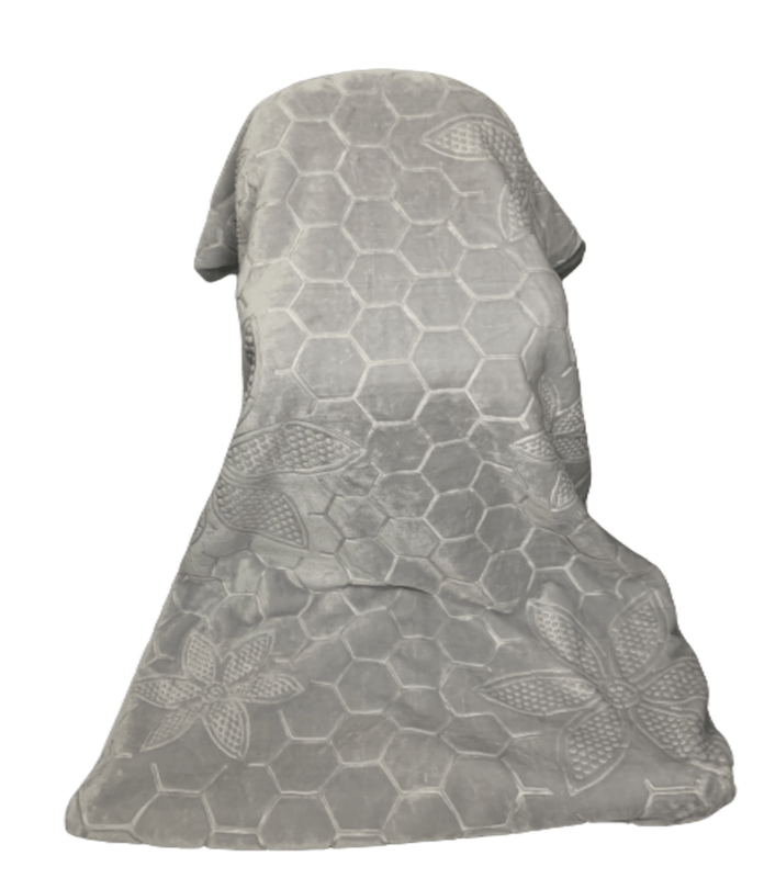 SMTE Queen Size Blanket Super Soft Honeycomb Pattern 1 Ply - Grey with keychain