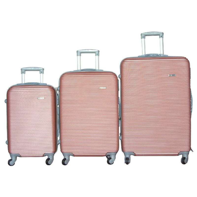 SMTE 3 Piece Hard Outer Shell Luggage Set - 31inch - Rose Gold with keychain
