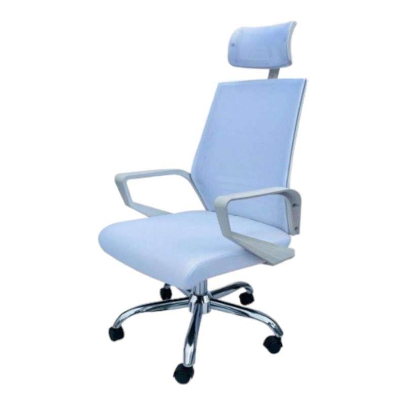 SMTE-White Leather Office Chair with keychain