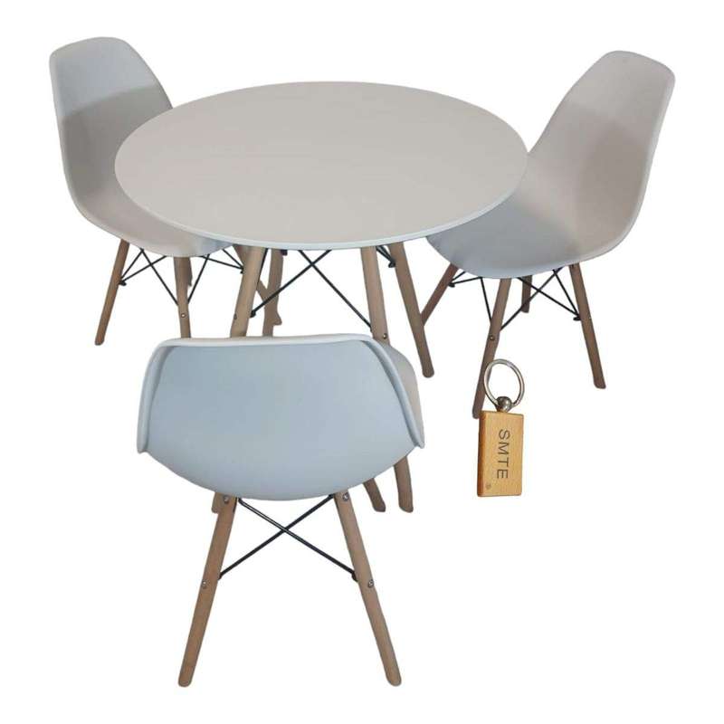 Smte-White Chair with White table with Smte Keychain-Set With 3