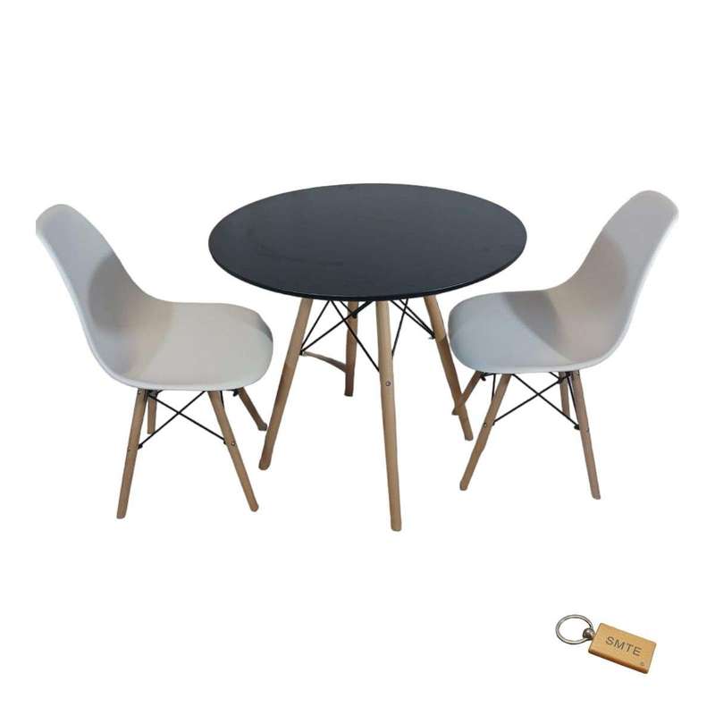 Smte-White Chair with Black table with Smte Keychain-Set With 2
