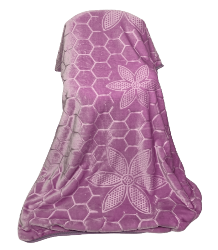SMTE Queen Size Blanket Super Soft Honeycomb Pattern 1 Ply - Pink with keychain