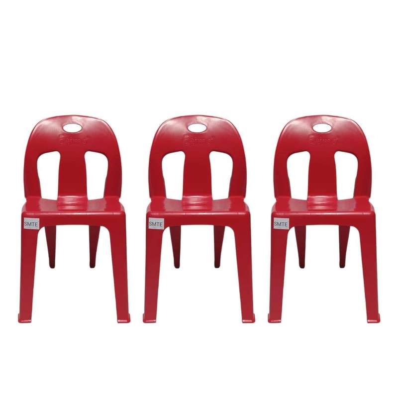 SMTE-Party Plastic Chair Set set of 3 - Red with keychain