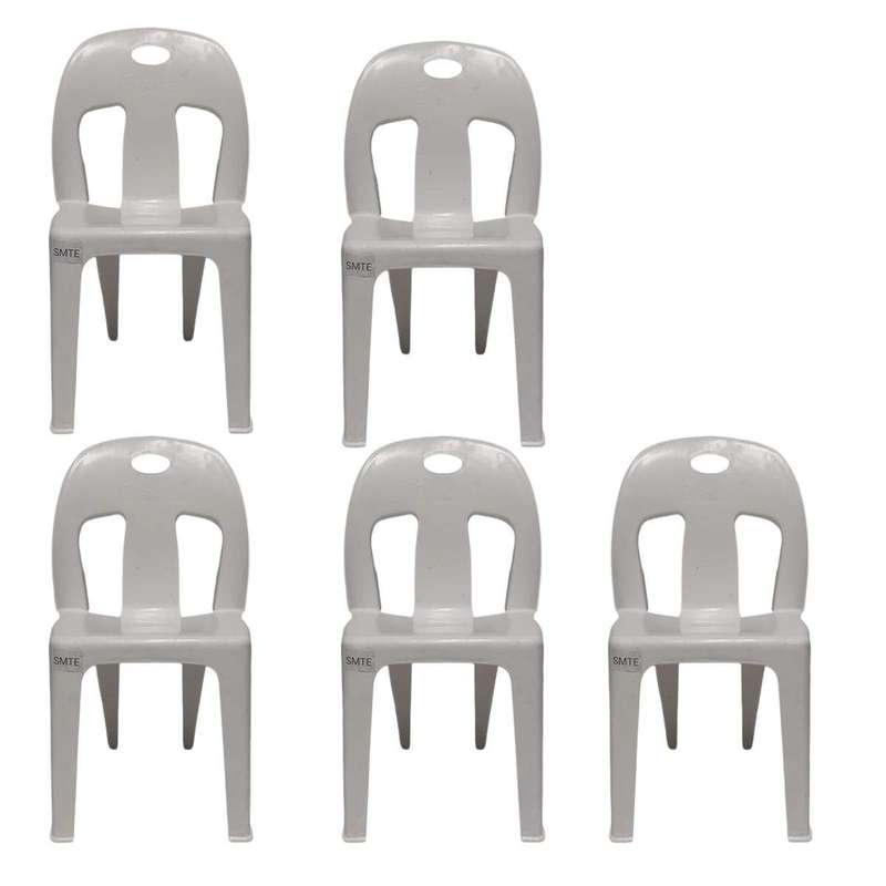 SMTE-Party Plastic Chair Set Of 5 - White with keychain