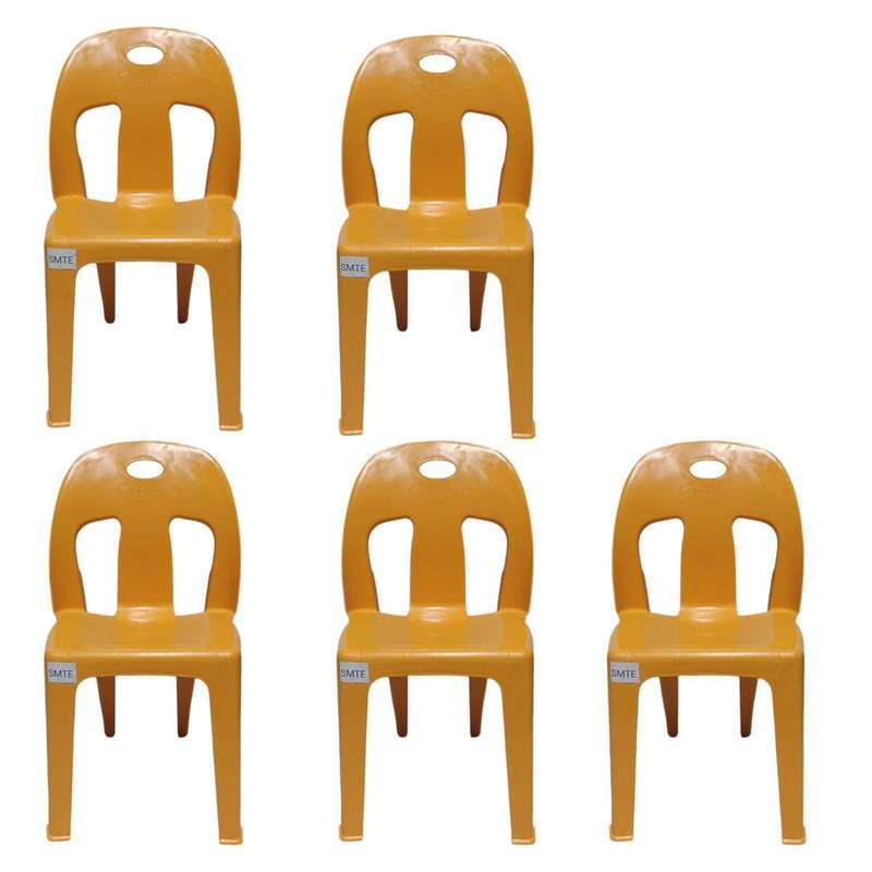SMTE-Party Plastic Chair Set Of 5 - Orange with keychain