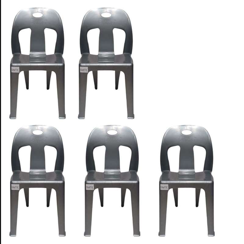 SMTE-Party Plastic Chair Set Of 5 - Grey with keychain