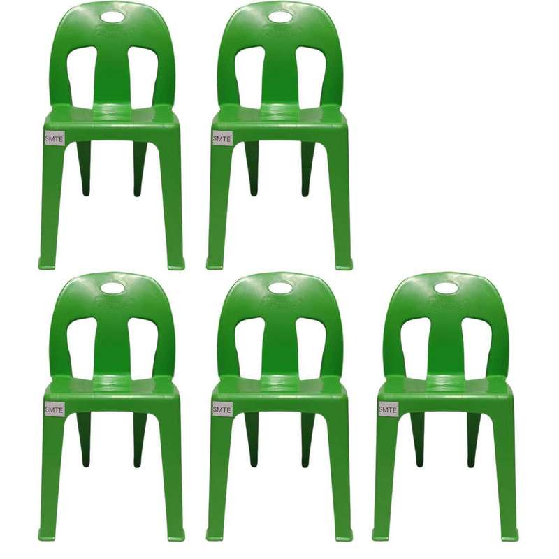 SMTE-Party Plastic Chair Set Of 5 - Green with keychain