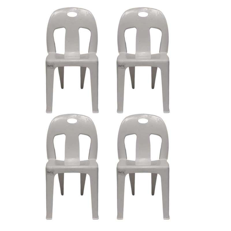 Smte-Party Plastic Chair Set of 4 - White with keychain