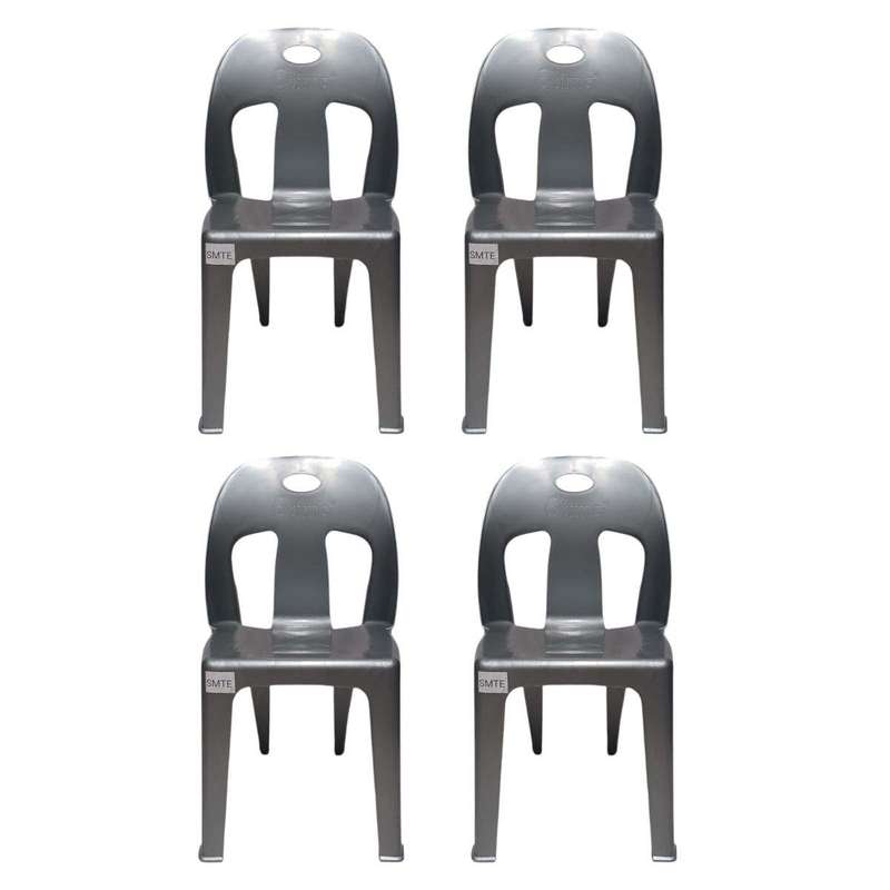 Smte-Party Plastic Chair Set of 4 - Grey with keychain