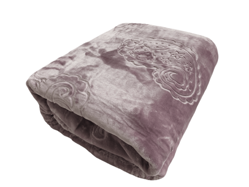 SMTE Queen Size Pure Mink Super soft Blanket Embossed Pattern - Light purple with keychain