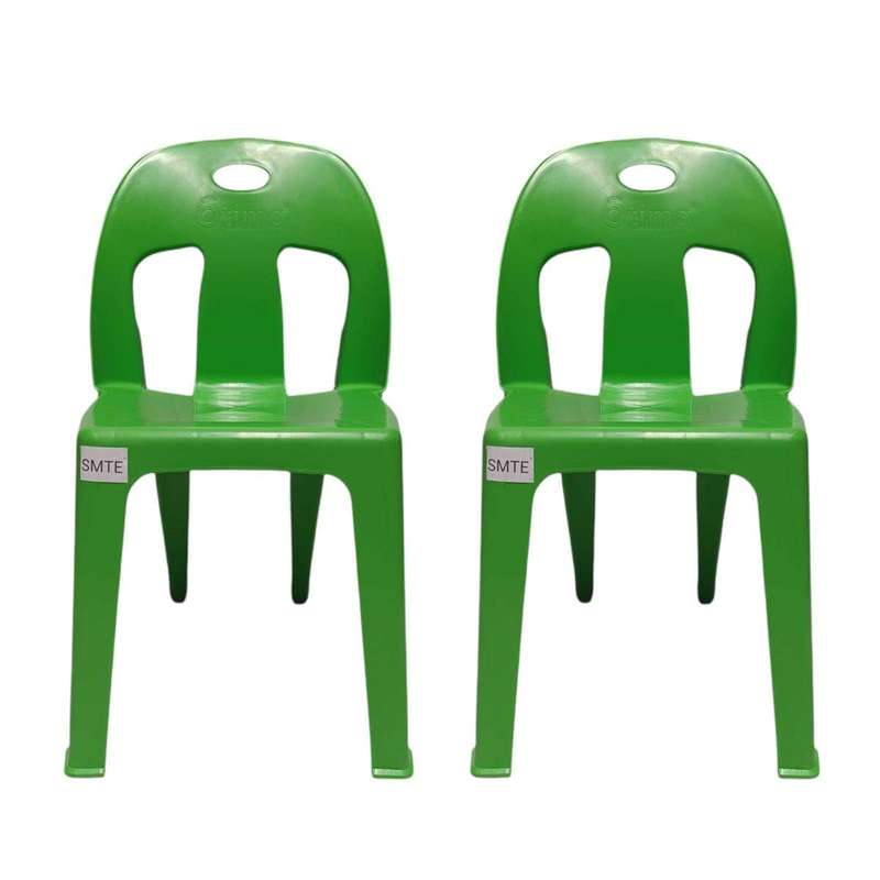 SMTE-Party Plastic Chair Set of 2 - Green with keychain
