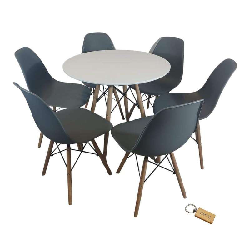 Smte-Grey Chair with White table withSmte Keychain-Set With 6