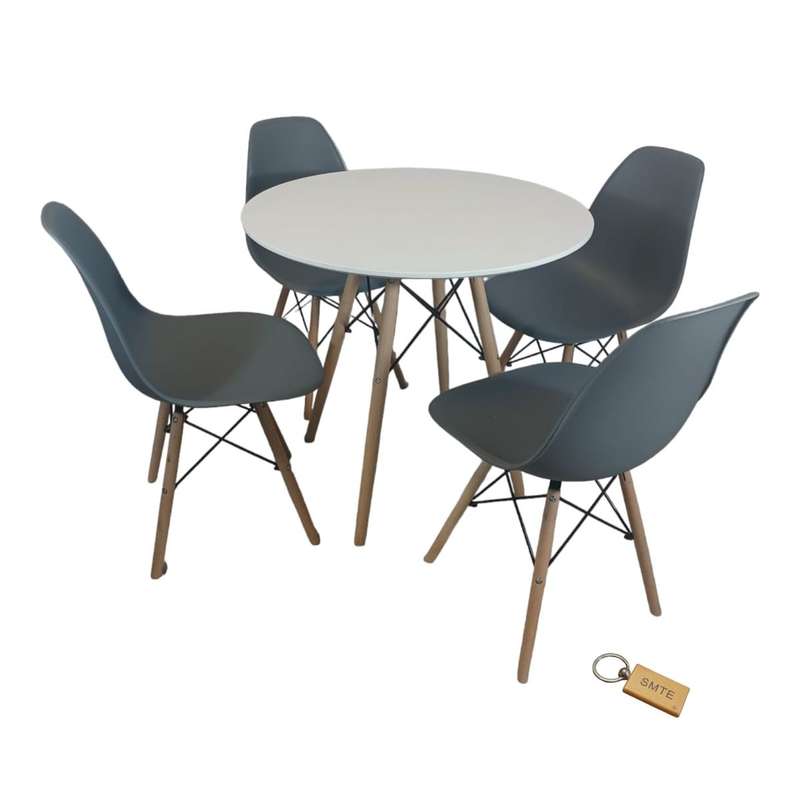 Smte-Grey Chair with white table with Smte Keychain-Set With 4