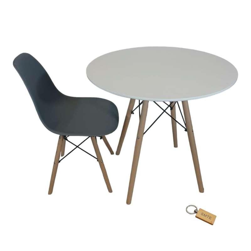 Smte-Grey Chair with white table with Smte Keychain-Set With 1