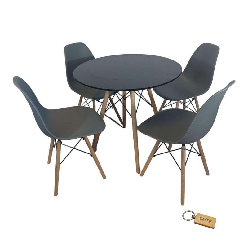 Smte-Grey Chair with Black table withSmte Keychain-Set With 4