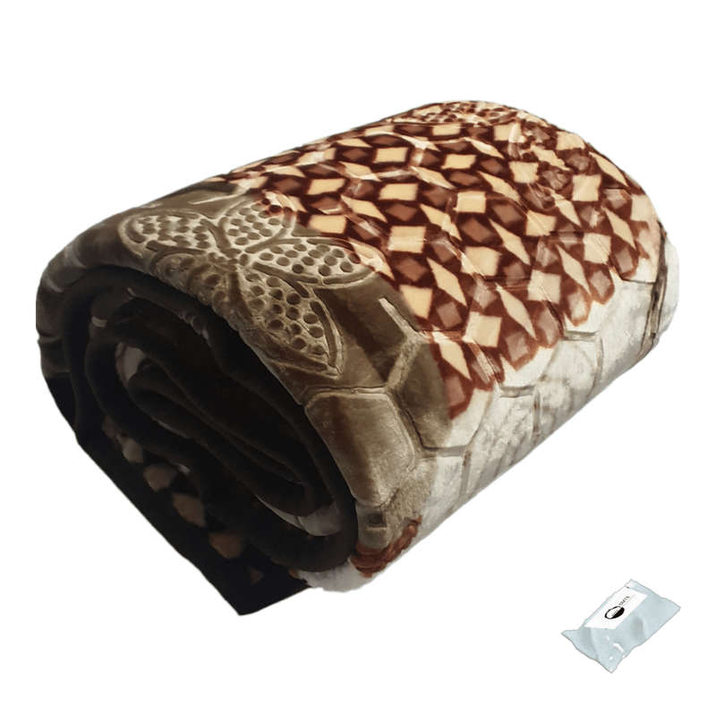 SMTE Ruling Premium Heavy Winter Zmbo Mink 2-Ply Blanket and Smte Tieback - Tawny Brown with keyc...