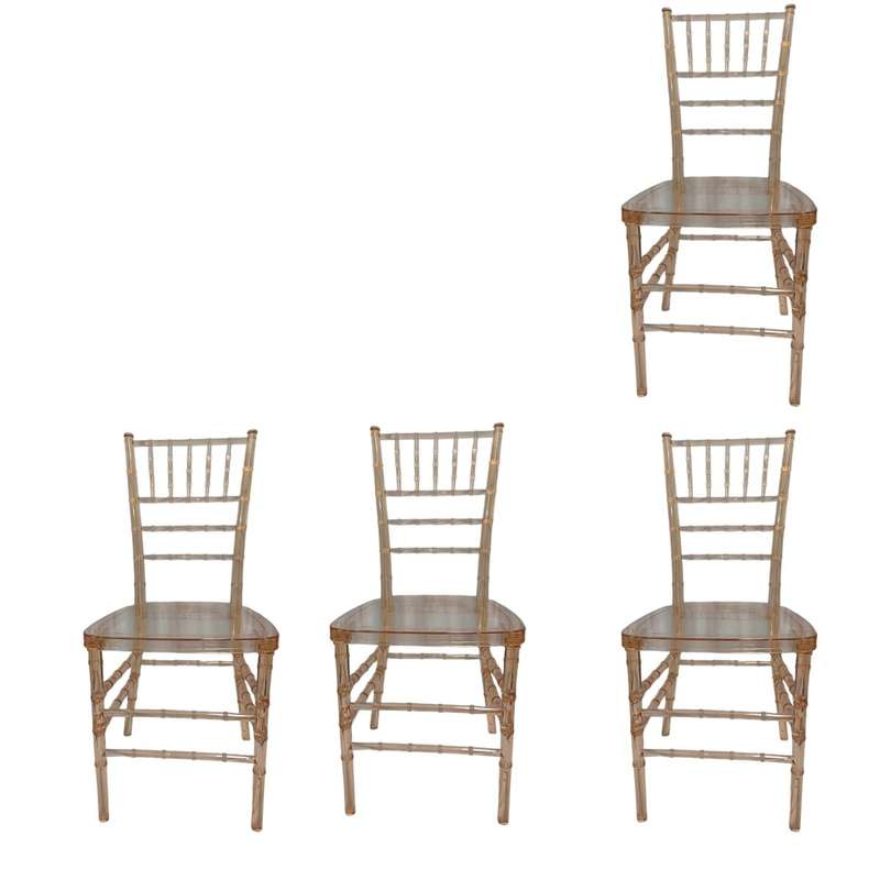 SMTE-Golden Elegance: The Tiffany Clear Chair set of 4 with keychain