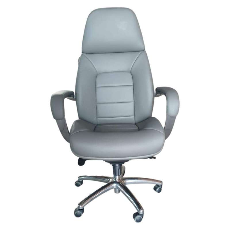 Smte-Comfort Edge Task Chair-Genuine Leather -AM 188A - Grey with keychain