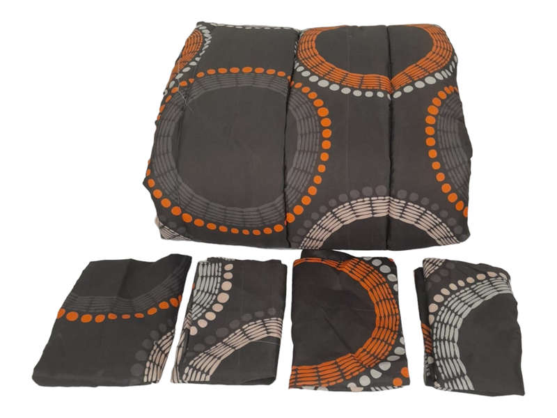 SMTE Bedding- 5 Piece comforter set-Queen Size- Black /Orange with keychain