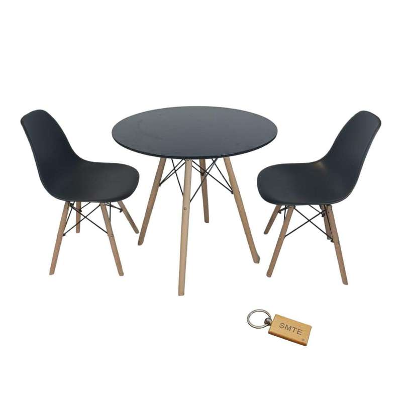 Smte-Black Chair with Black table with Smte Keychain-Set with 2 Chair