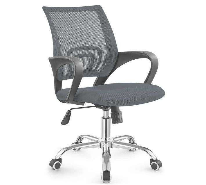 SMTE Zippy Netting Back Office Chair with Chrome Bas - Black with keychain