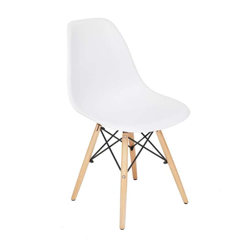 SMTE Wooden Leg Chair White Set of 6 with keychain