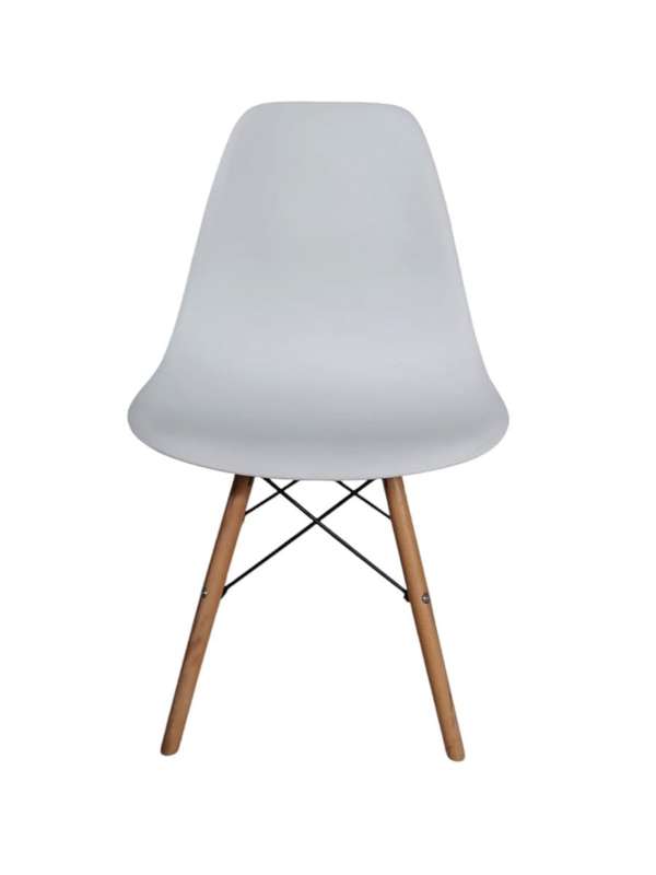 SMTE White Plastic Shell Chair - Wooden Legs with keychain
