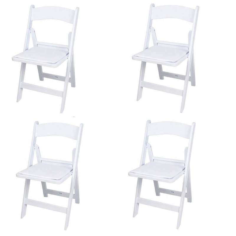 SMTE White Folding Wimbledon Chairs - 4 Piece with keychain