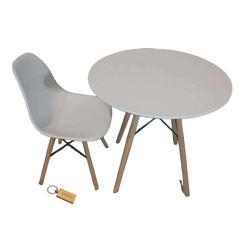SMTE White Chair with White Table with Keychain - Set For 1
